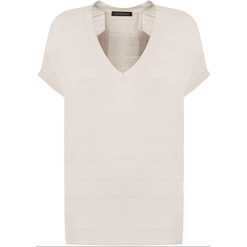BLUSA COM DECOTE V E DETALHE NAS COSTAS - OFF WHITE