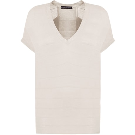 BLUSA COM DECOTE V E DETALHE NAS COSTAS - OFF WHITE BLUSA COM DECOTE V E DETALHE NAS COSTAS - OFF WHITE