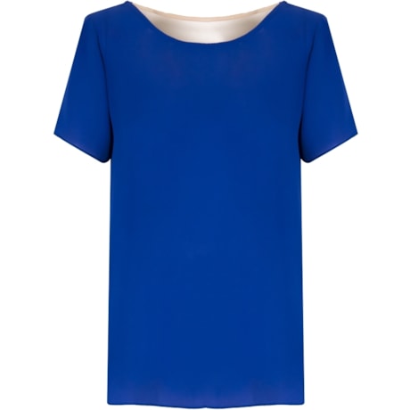 BLUSA CREPE C/ TULE POSTERIOR - AZUL ROYAL
