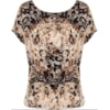 BLUSA CREPE FLORAL BICHO FIVELA NAS COSTAS - MARROM