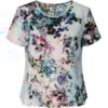 BLUSA CREPE QUADRADA COM BOLSO FLORAL - AZUL