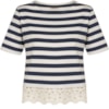 BLUSA CROPPED CHOLET MALHA LISTRADA - MARINHO