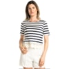 BLUSA CROPPED CHOLET MALHA LISTRADA - MARINHO