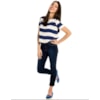 BLUSA CROPPED DZARM LISTRAS LARGAS VISCOSE - MARINHO