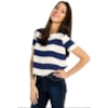BLUSA CROPPED DZARM LISTRAS LARGAS VISCOSE - MARINHO