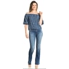 BLUSA CROPPED DZARM OMBRO A OMBRO  LOSANGOS - AZUL