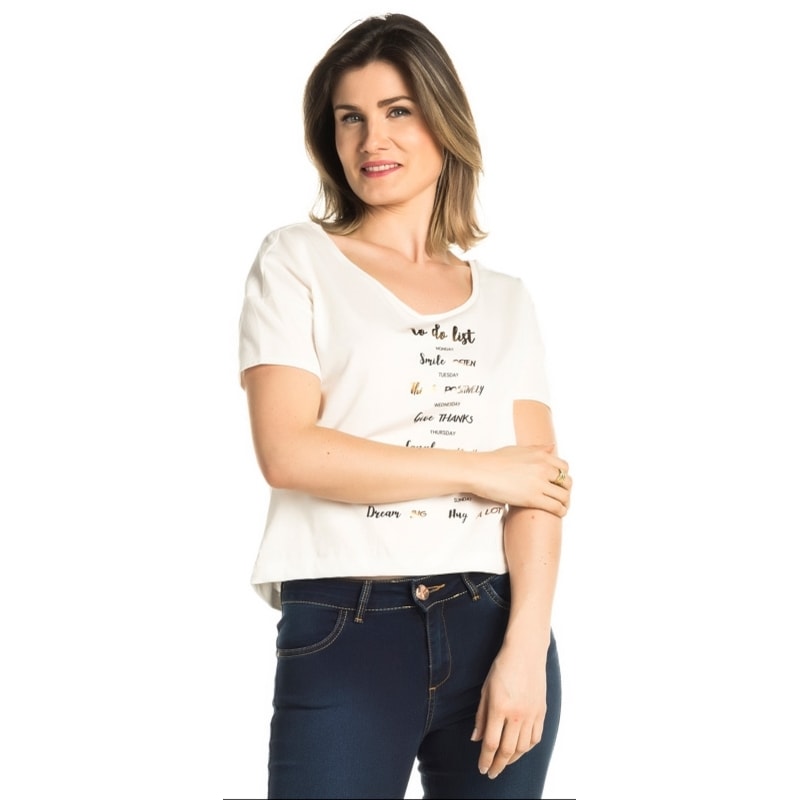 BLUSA CROPPED DZARM TO DO LIST - OFF WHITE