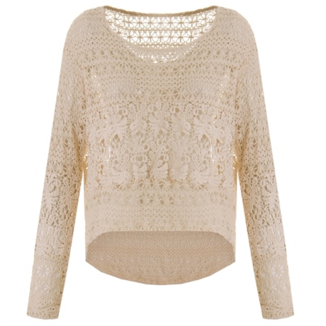 BLUSA DE GUIPURE C/ BORDADO - BEGE