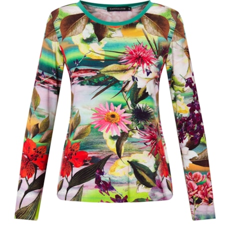 BLUSA DECOTE CARECA EL ESTAMPADA GRAZY - VERDE