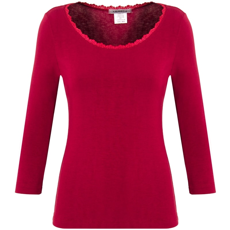 BLUSA DECOTE EM RENDA - CEREJA
