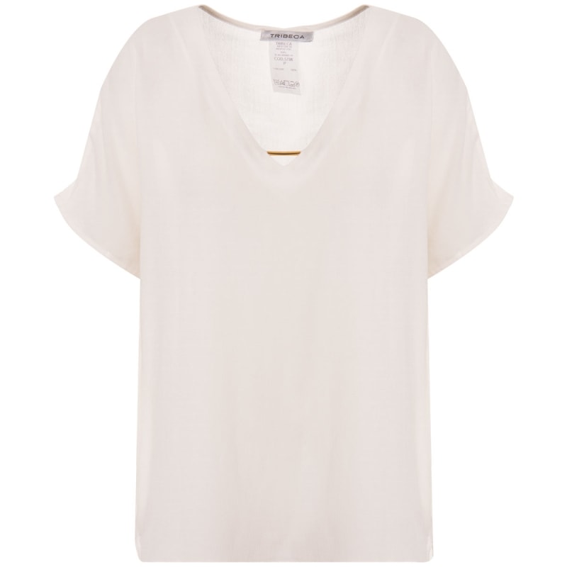 BLUSA  DECOTE V CAPITOLLIUM COM FIVELA - OFF WHITE