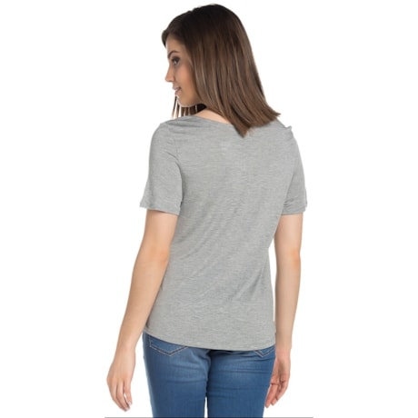 BLUSA DZARM DECOTE V TIRAS - CINZA