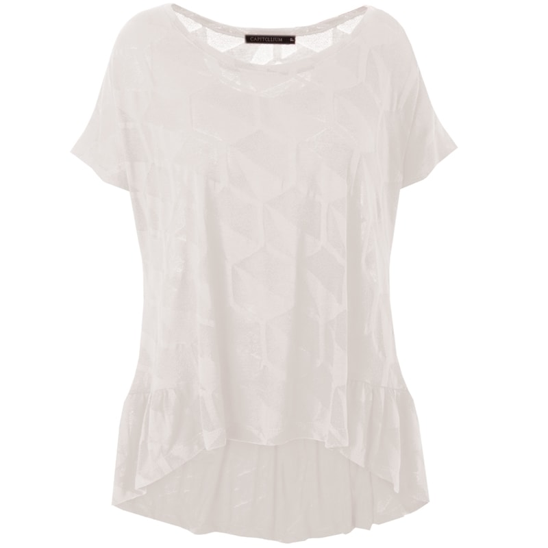 BLUSA EM DEVORÊ LOSANGOS COM BABADO EVE - OFF WHITE