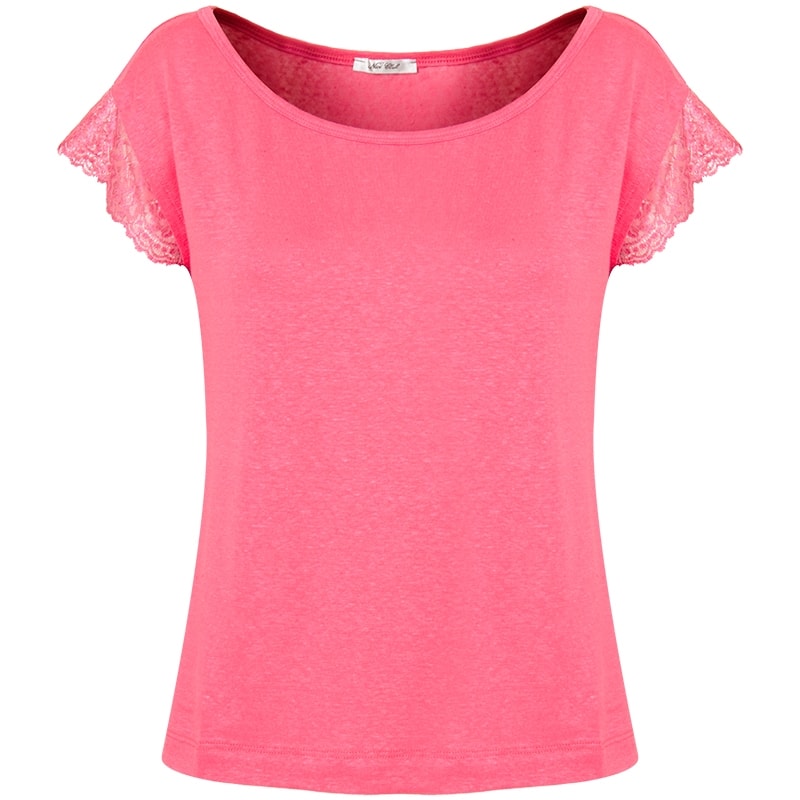 BLUSA EM MALHA FLAME MANGAS EM RENDA - ROSA