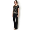 BLUSA EM RENDA COM DETALHES METALIZADOS FORRO EM MALHA - PRETO