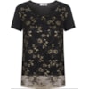 BLUSA EM RENDA COM DETALHES METALIZADOS FORRO EM MALHA - PRETO