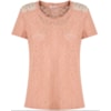 BLUSA EM RENDA M/C DETALHE BORDADO PÉROLA/ CRISTAIS - ROSÊ