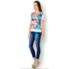 BLUSA EM TECIDO ESTAMPA FLORAL FRENTE E COSTAS E BARRA EM MALHA LISA - BRANCO