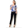 BLUSA ESTAMPA FLOR LÓTUS - AZUL