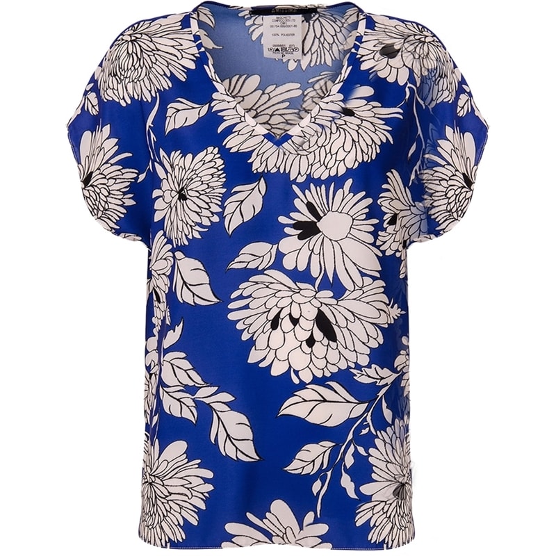 BLUSA ESTAMPA FLOR LÓTUS - AZUL