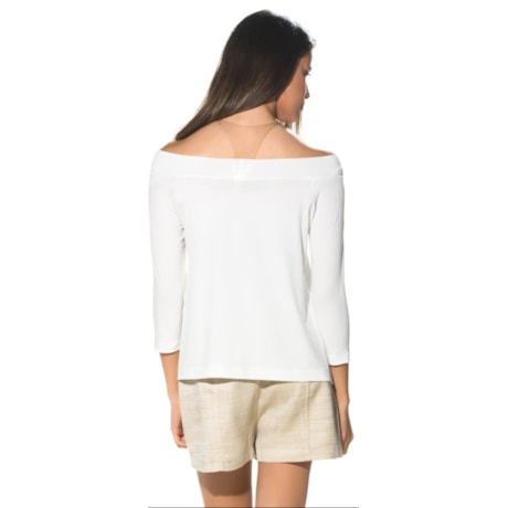 BLUSA JERSEY RECORTES ALPHORRIA  OMBRO A OMBRO MANGA 3/4 - OFF WHITE