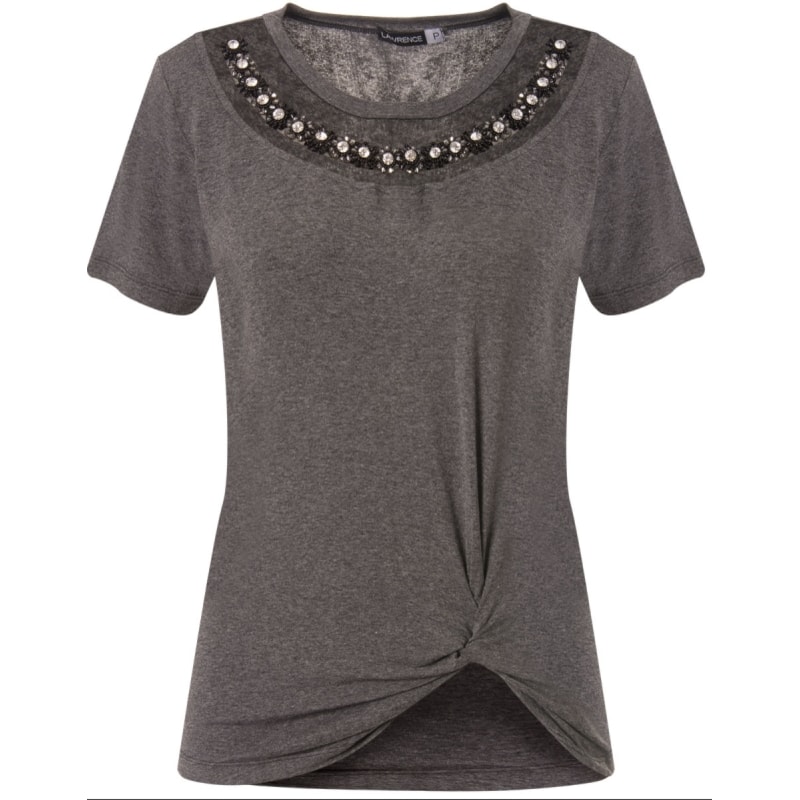 BLUSA  LAWRWNCE NÓ DECOTE BORDADO - CINZA