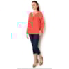 BLUSA LEVE SINO RAGLAN MIX ESTAMPA POIS E PETIT POIS - VERMELHO