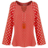 BLUSA LEVE SINO RAGLAN MIX ESTAMPA POIS E PETIT POIS - VERMELHO