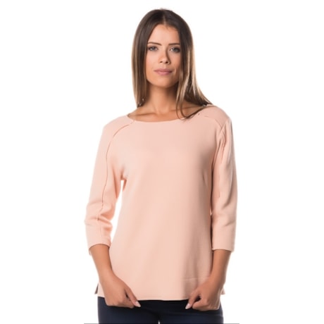 BLUSA LILLA KA BÁSICA GOLA CANOA DETALHE RECORTES - ROSÊ BLUSA LILLA KA BÁSICA GOLA CANOA DETALHE RECORTES - ROSÊ
