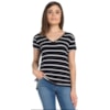 BLUSA LISTRADA COM DECOTE V EM MALHA DE VISCOSE DZARM - P&B
