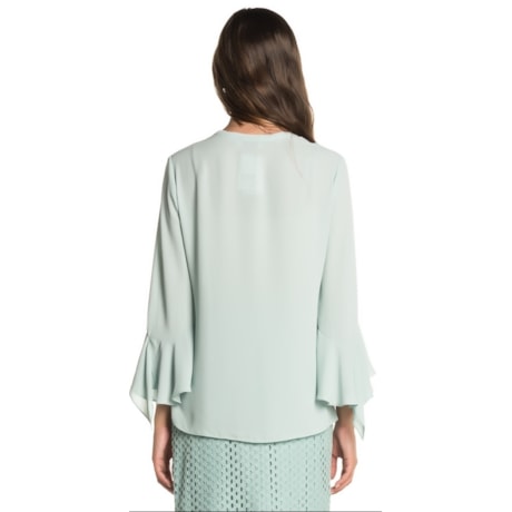 BLUSA LUCIDEZ CREPE CANELA CARIBE - VERDE ÁGUA