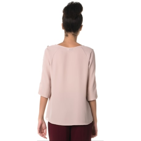 BLUSA LUCIDEZ  CREPE MANGA VAZADA - ROSA