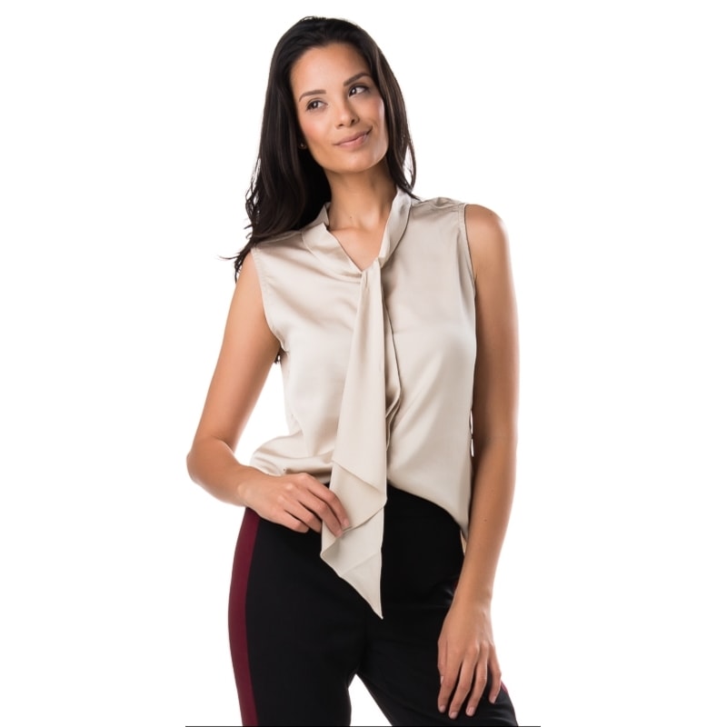 BLUSA LUCIDEZ GOLA LAÇO SHAPE AMPLO - AREIA