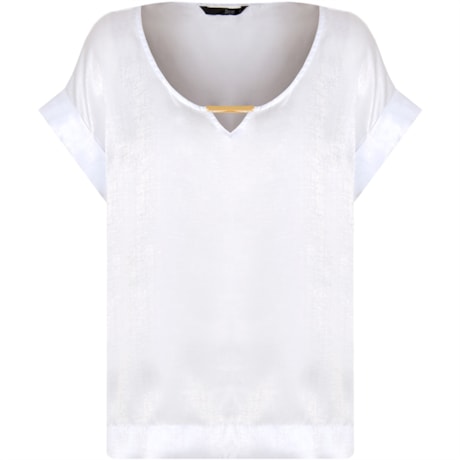 BLUSA M/C DETALHE VAZADO COM METAL - BRANCO