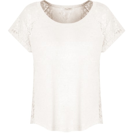 BLUSA MALHA AMPLA COSTAS RENDA M/C - OFF WHITE BLUSA MALHA AMPLA COSTAS RENDA M/C - OFF WHITE