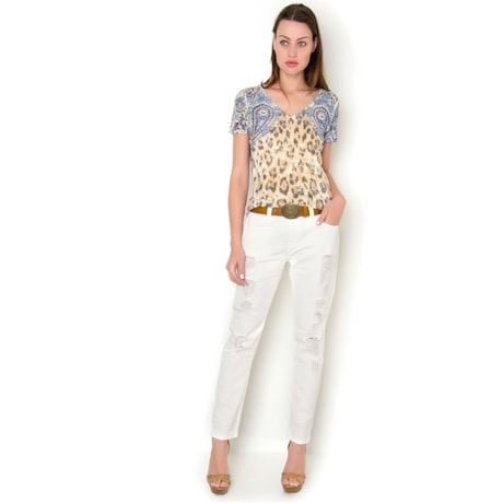BLUSA MALHA ANIMAL PRINT / CASHMERE - BEGE BLUSA MALHA ANIMAL PRINT / CASHMERE - BEGE
