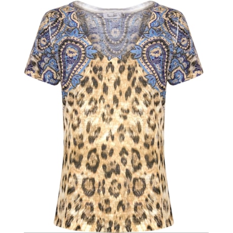BLUSA MALHA ANIMAL PRINT / CASHMERE - BEGE BLUSA MALHA ANIMAL PRINT / CASHMERE - BEGE