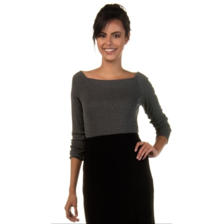 BLUSA MALHA CANELADA OMBRO A OMBRO - CHUMBO BLUSA MALHA CANELADA OMBRO A OMBRO - CHUMBO