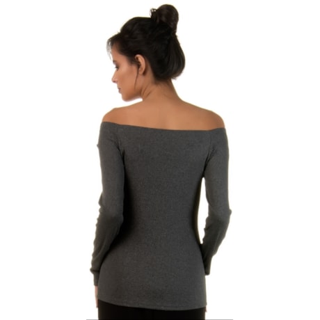 BLUSA MALHA CANELADA OMBRO A OMBRO - CHUMBO BLUSA MALHA CANELADA OMBRO A OMBRO - CHUMBO
