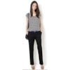 BLUSA MALHA COM SHIFFON LISTRADO - P&B