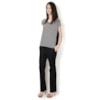 BLUSA MALHA COM SHIFFON LISTRADO - P&B