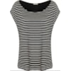BLUSA MALHA COM SHIFFON LISTRADO - P&B