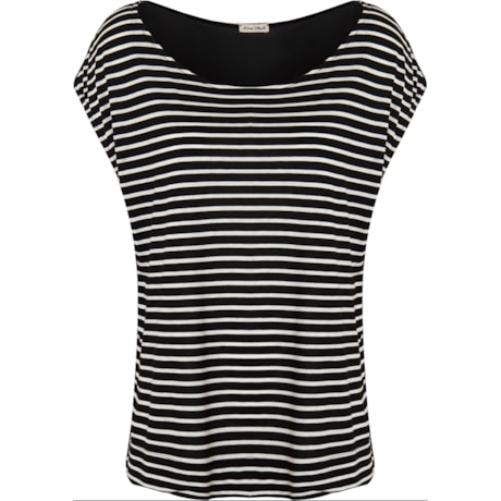 BLUSA MALHA COM SHIFFON LISTRADO - P&B BLUSA MALHA COM SHIFFON LISTRADO - P&B