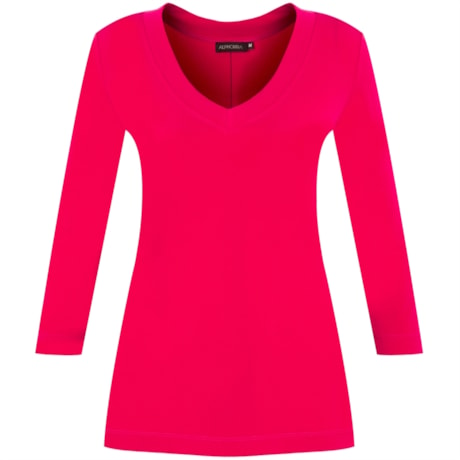 BLUSA MALHA DECOTE V MANGAS 3/4 JOUR - PINK