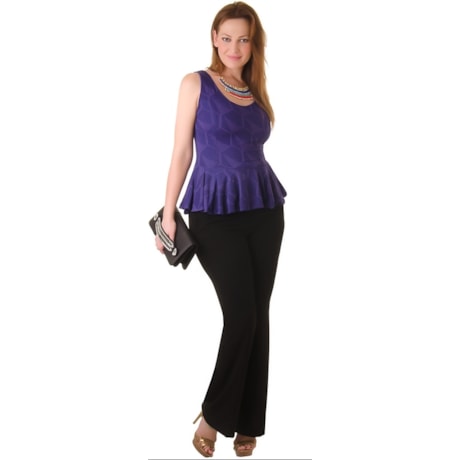 BLUSA MALHA DEVORE PEPLUM MARIAH - VIOLETA