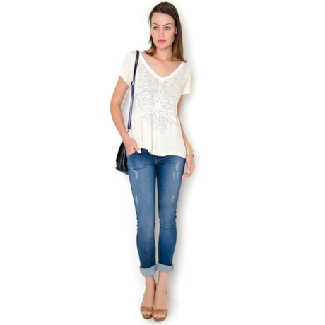 BLUSA MALHA HOT FIX - OFF WHITE BLUSA MALHA HOT FIX - OFF WHITE