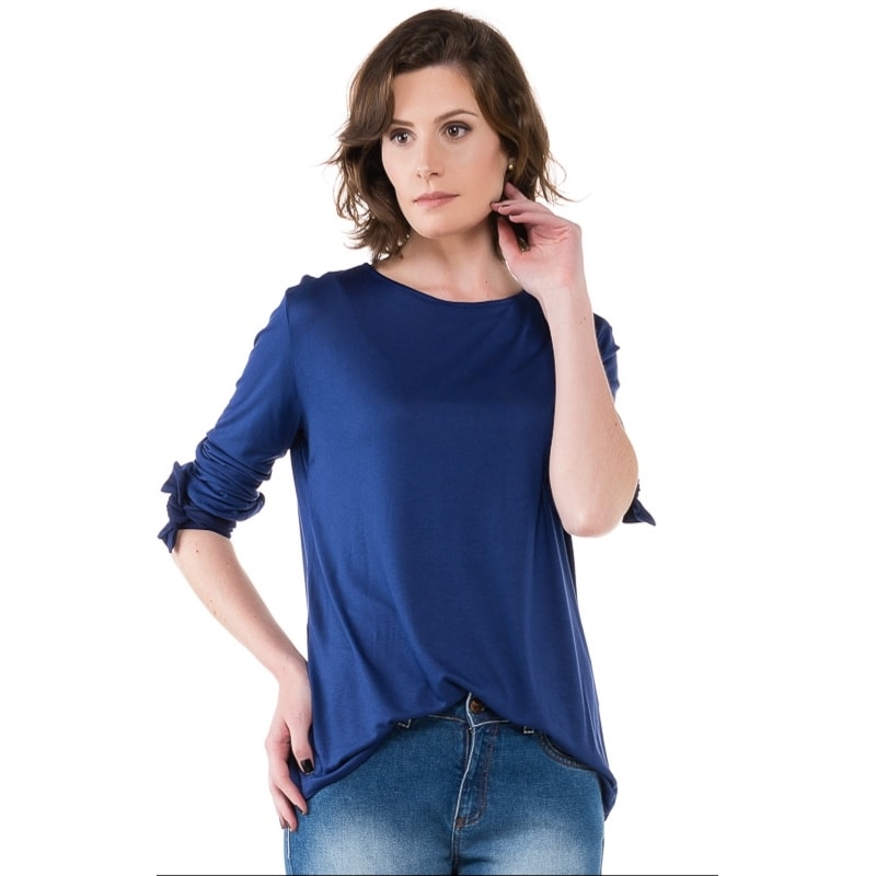 BLUSA  MALHA NICE CLUB MANGA LONGA AMARRAÇÃO - MARINHO
