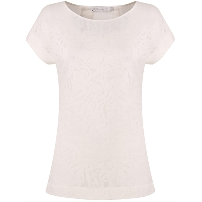 BLUSA MALHA RENDA COM CETIM DOROTEIA - OFF WHITE