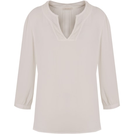 BLUSA MANGA 3/4 DETALHE DECOTE BORDADO - OFF WHITE BLUSA MANGA 3/4 DETALHE DECOTE BORDADO - OFF WHITE