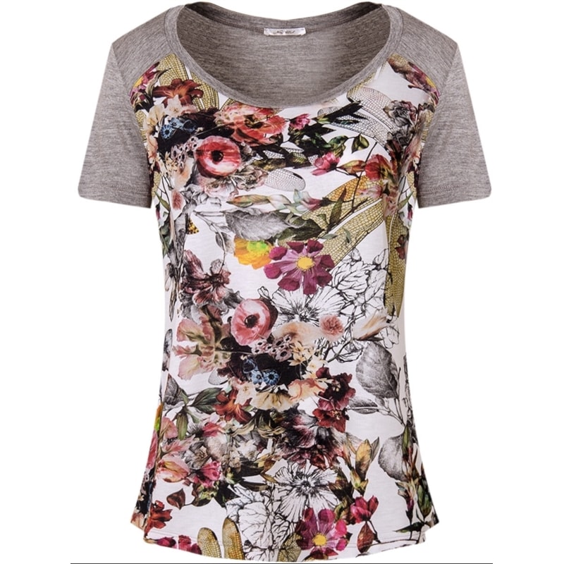 BLUSA MESCLA FRENTE ESTAMPADA - FLORAL